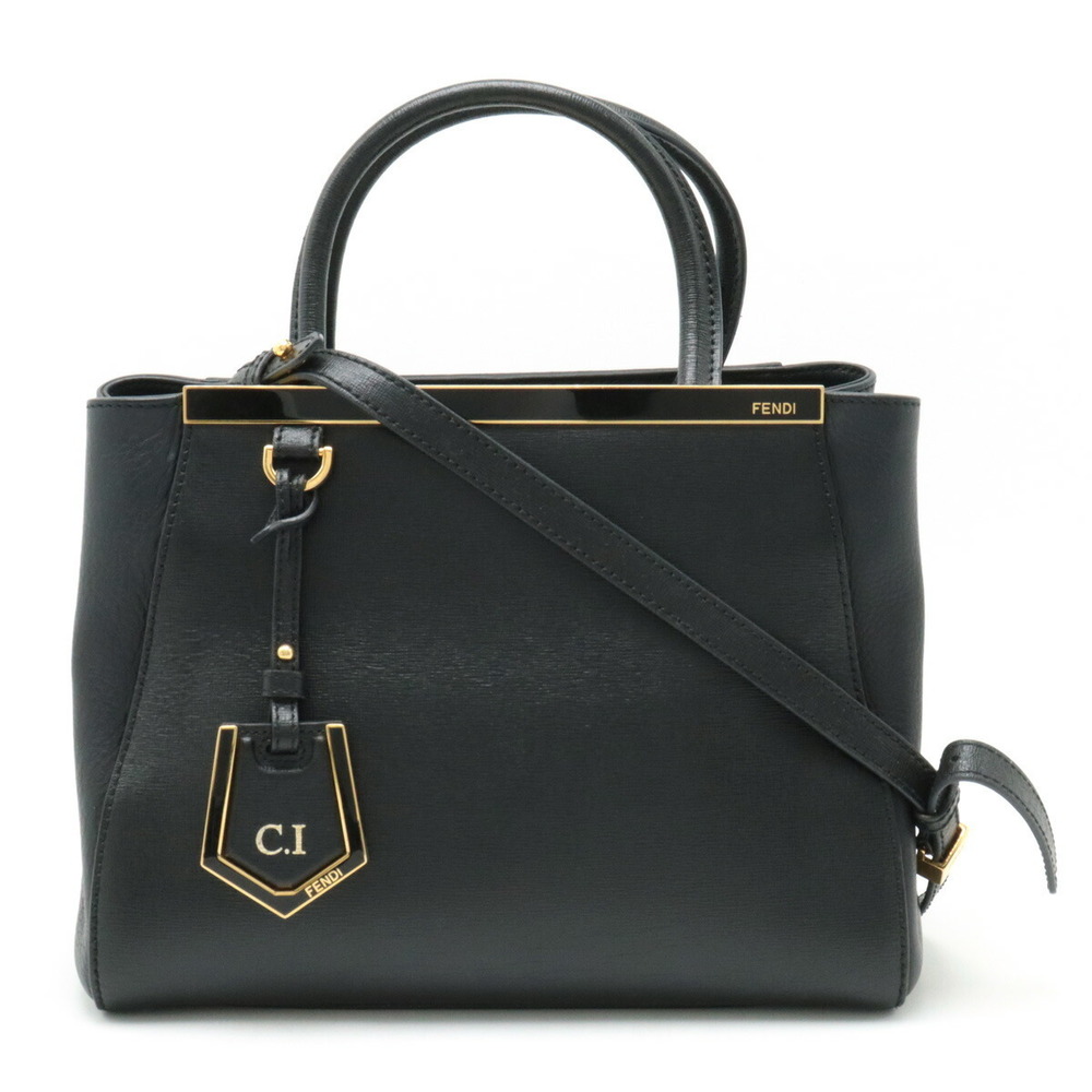 Fendi Petite 2Jours Handbag Leather Black